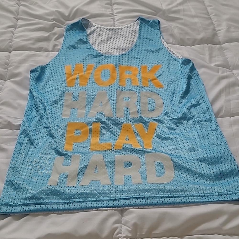 Work Hard Play Hard reversible tank top/sportswear, S